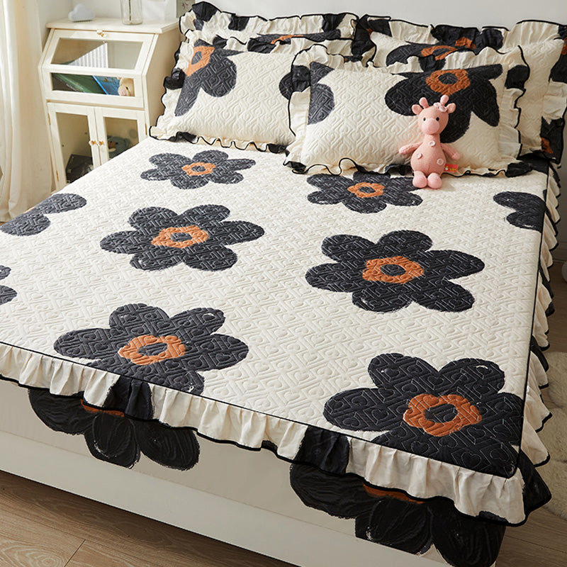 Floral Print Fitted Sheet Modern Cotton Extra Soft Bed Sheet Set