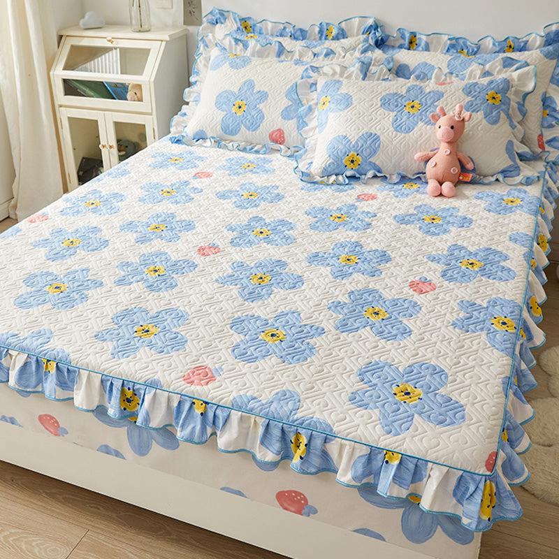 Floral Print Fitted Sheet Modern Cotton Extra Soft Bed Sheet Set