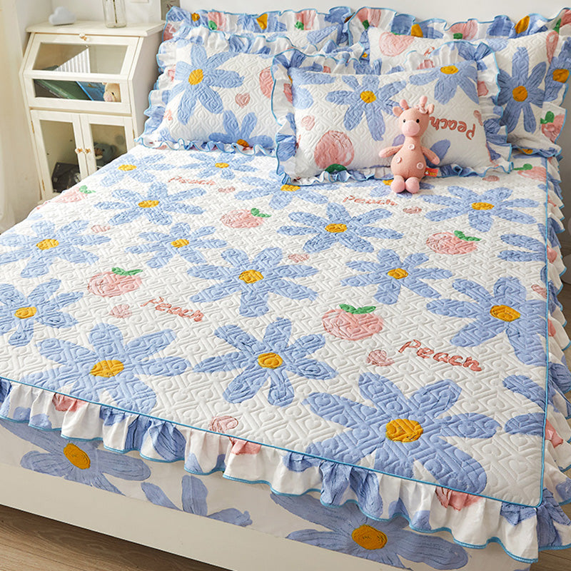 Floral Print Fitted Sheet Modern Cotton Extra Soft Bed Sheet Set