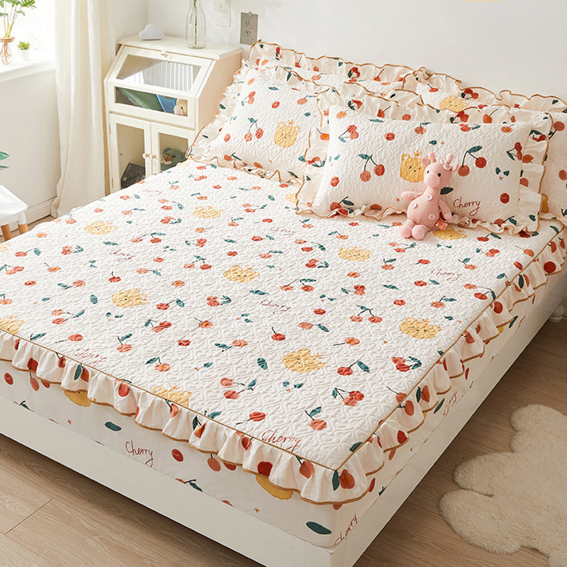 Floral Print Fitted Sheet Modern Cotton Extra Soft Bed Sheet Set