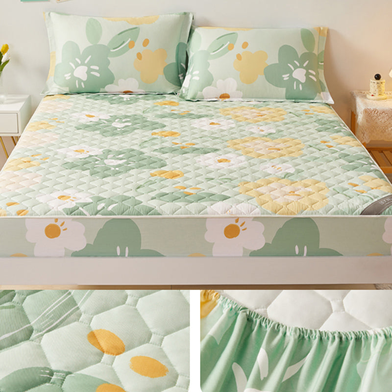 Floral Print Fitted Sheet Modern Spring Cotton Bed Sheet Set
