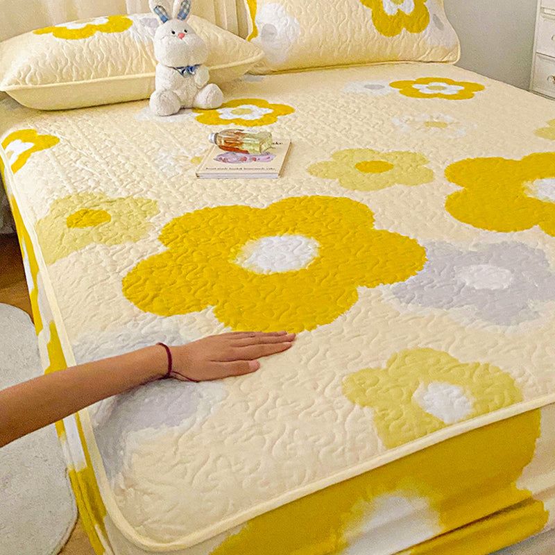 Floral Print Fitted Sheet Modern Cotton Super Soft Bed Sheet Set