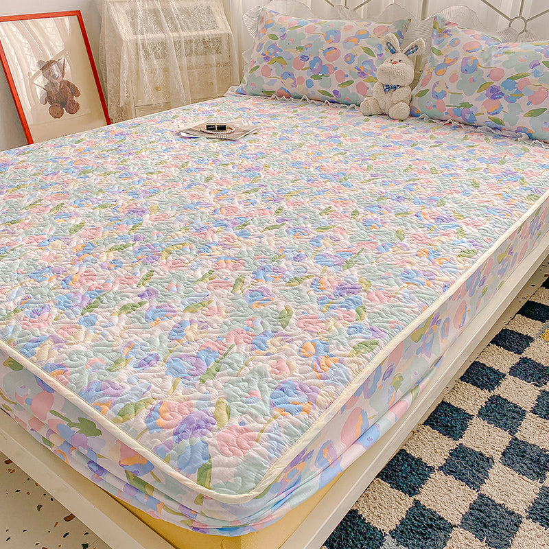 Floral Print Fitted Sheet Modern Cotton Super Soft Bed Sheet Set