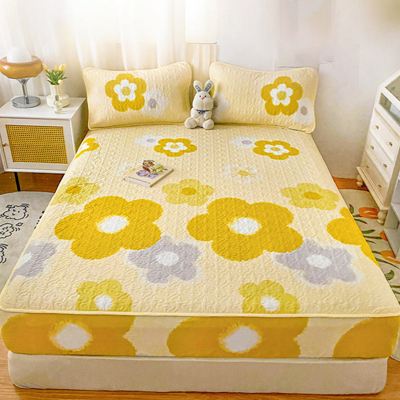 Floral Print Fitted Sheet Modern Cotton Super Soft Bed Sheet Set