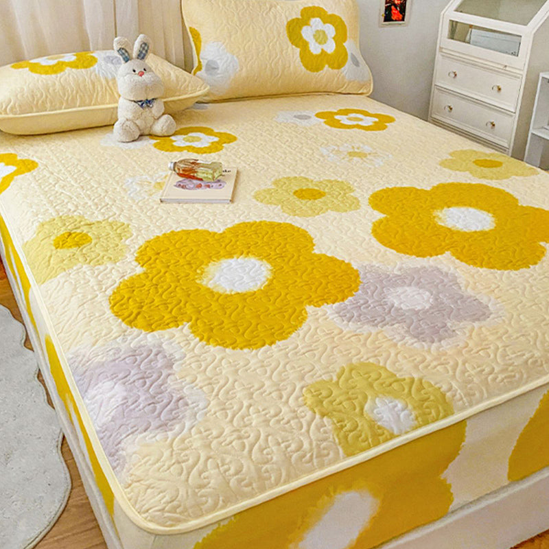 Floral Print Fitted Sheet Modern Cotton Super Soft Bed Sheet Set