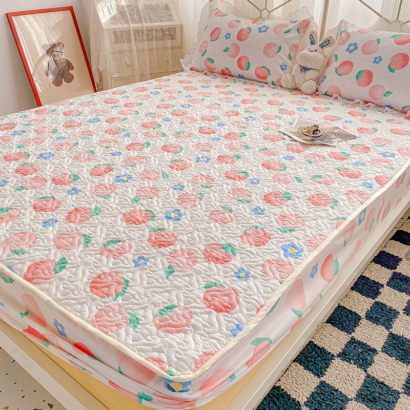 Floral Print Fitted Sheet Modern Cotton Super Soft Bed Sheet Set