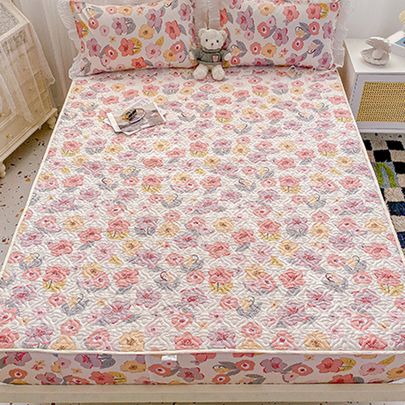 Floral Print Fitted Sheet Modern Cotton Super Soft Bed Sheet Set