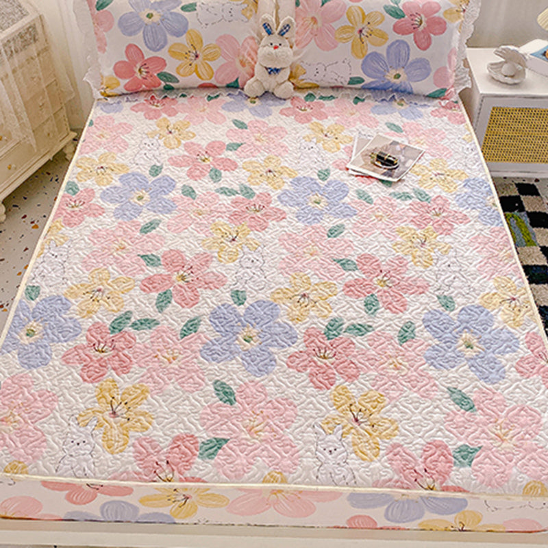 Floral Print Fitted Sheet Modern Cotton Super Soft Bed Sheet Set