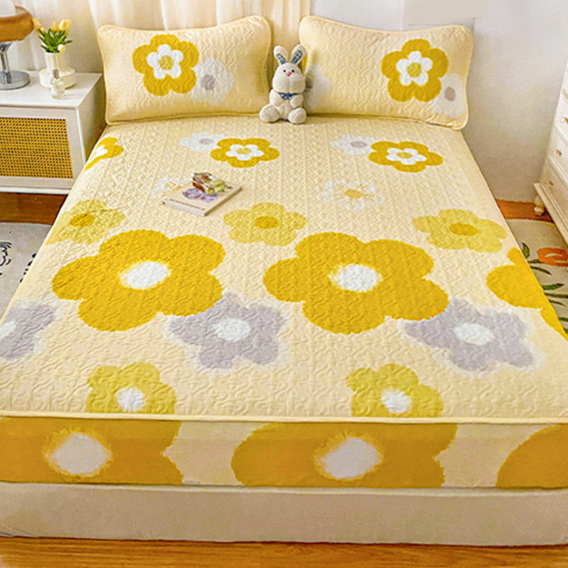 Floral Print Fitted Sheet Modern Cotton Super Soft Bed Sheet Set