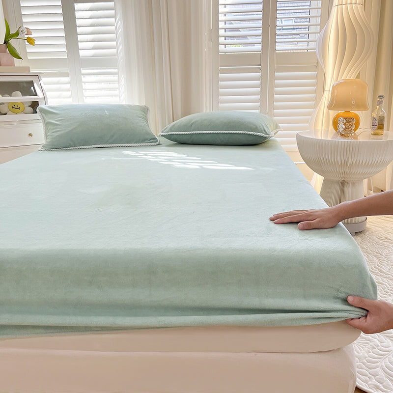 Flannel Fitted Sheet Modern Elegant Super Soft Bed Sheet Set