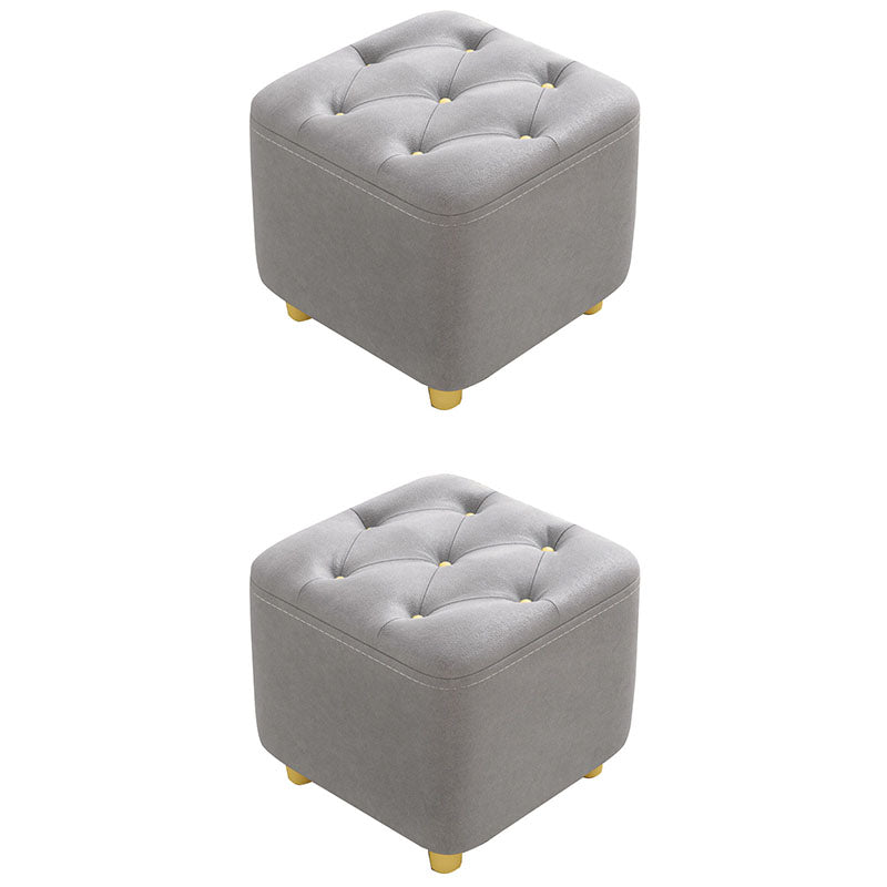 Solid Color Leather Standard Stool Modern Simple Square Upholstered Stool