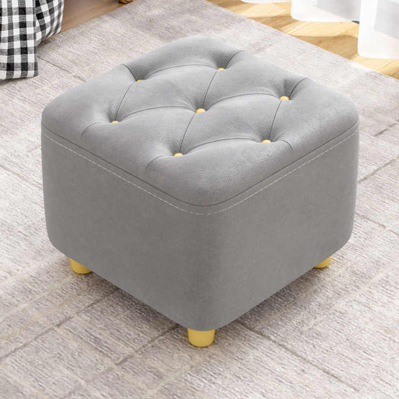 Solid Color Leather Standard Stool Modern Simple Square Upholstered Stool