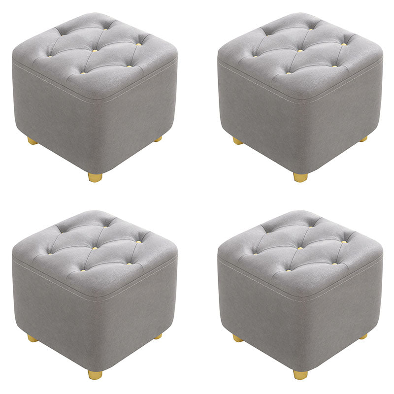 Solid Color Leather Standard Stool Modern Simple Square Upholstered Stool