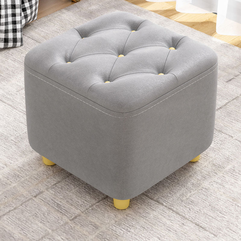 Solid Color Leather Standard Stool Modern Simple Square Upholstered Stool