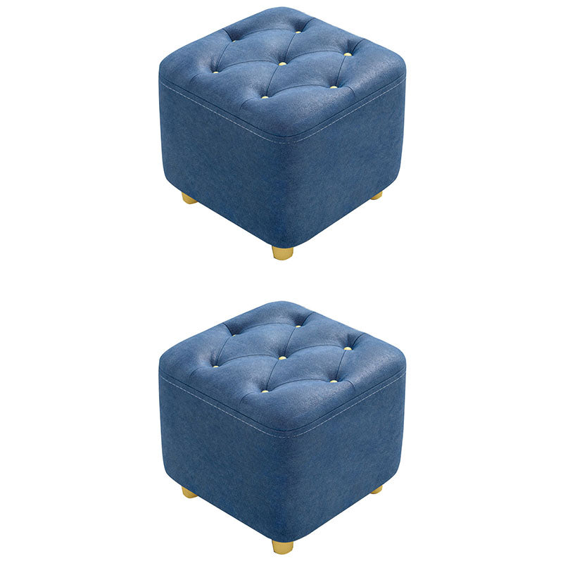 Solid Color Leather Standard Stool Modern Simple Square Upholstered Stool
