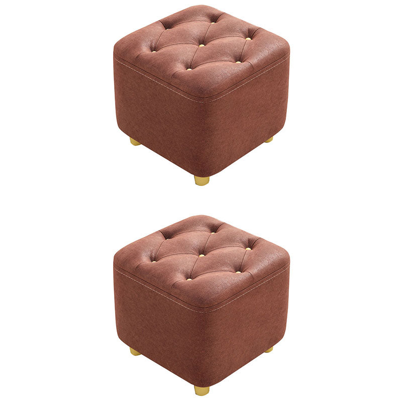 Solid Color Leather Standard Stool Modern Simple Square Upholstered Stool