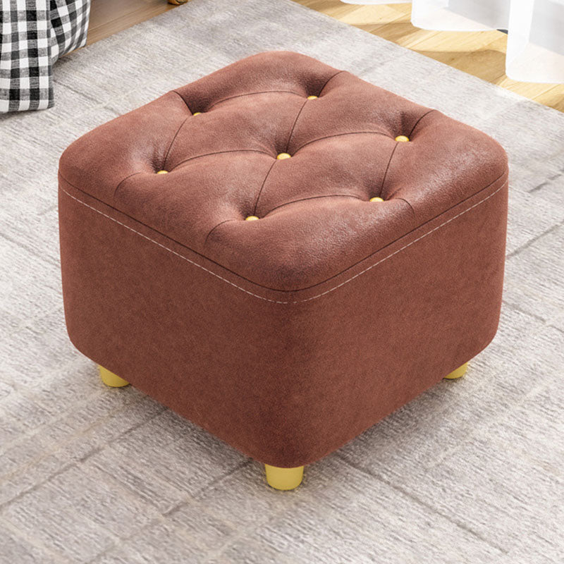 Solid Color Leather Standard Stool Modern Simple Square Upholstered Stool