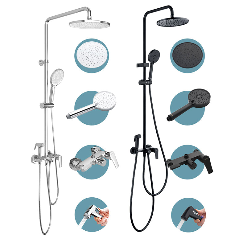 Wall Mounted Shower System Contemporary Adjustable Shower Head Combo