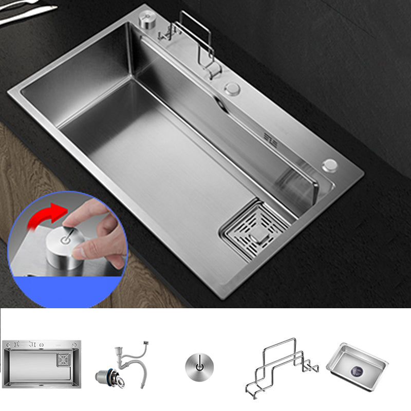 Modern Kitchen Sink Single Bowl Overflow Hole Stainless Steel Workstation Sink with Faucet