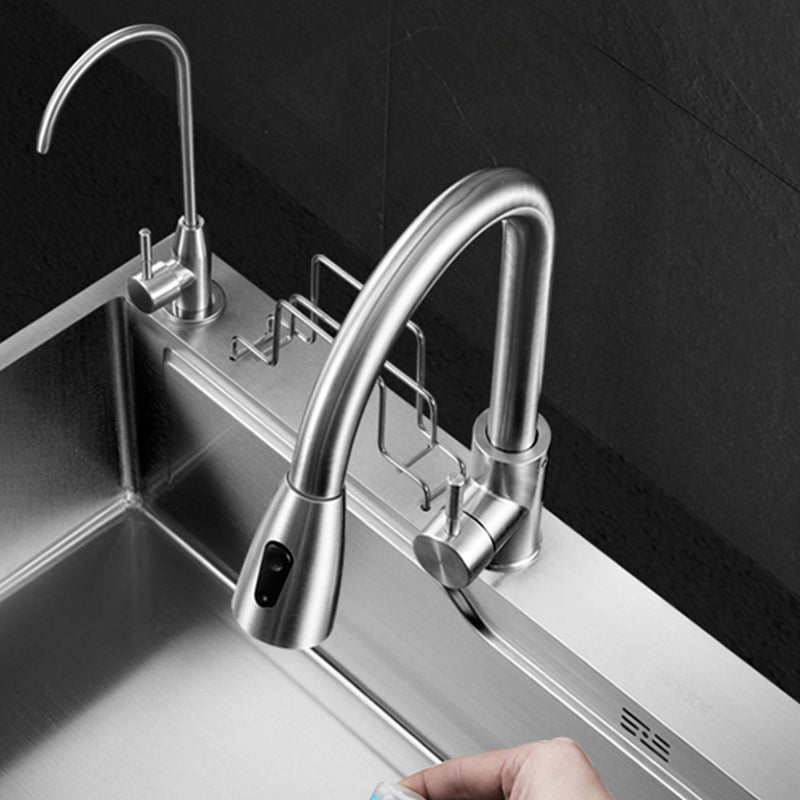 Modern Kitchen Sink Single Bowl Overflow Hole Stainless Steel Workstation Sink with Faucet