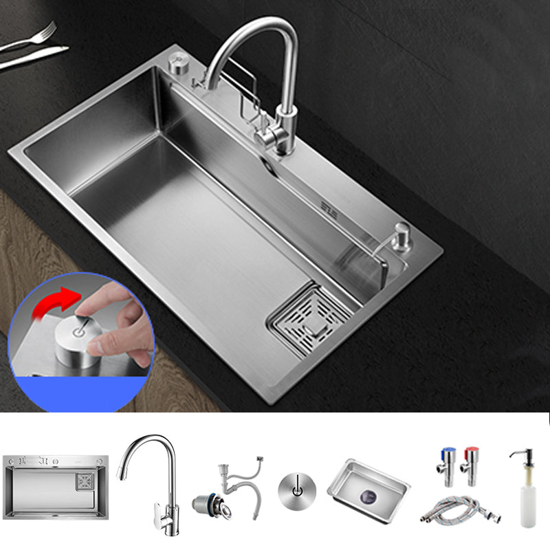 Modern Kitchen Sink Single Bowl Overflow Hole Stainless Steel Workstation Sink with Faucet