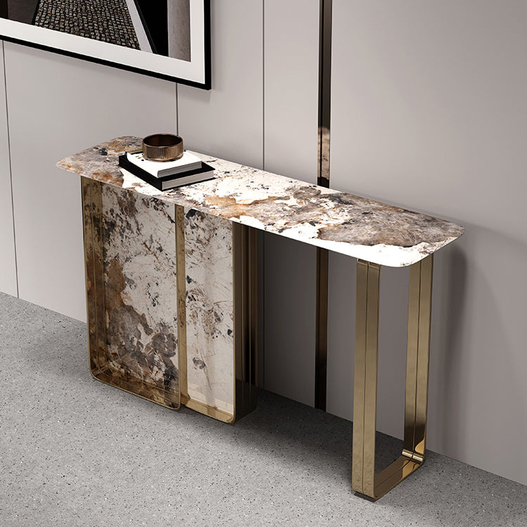 16 inch Wide Glam Console Table Rectangle Stone Sofa Console Table