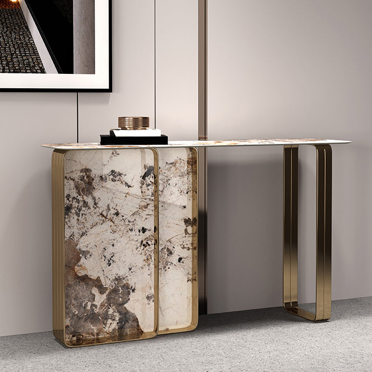 16 inch Wide Glam Console Table Rectangle Stone Sofa Console Table