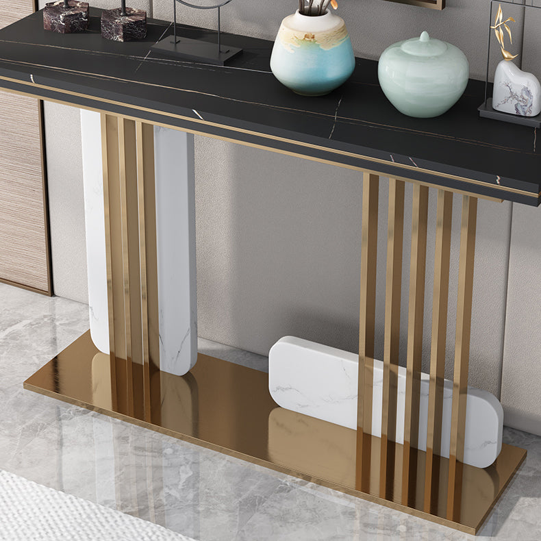 Glam Accent Table Rectangle Stone Console Table , 12.5 inch Wide