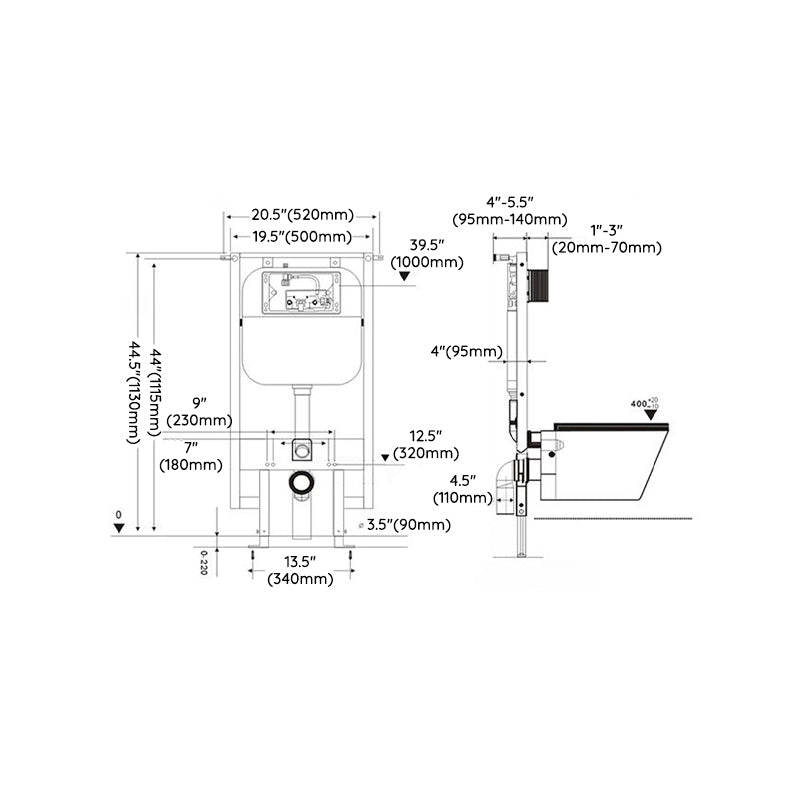 Modern Ceramic Flush Toilet Wall Hung Toilet Bowl for Washroom