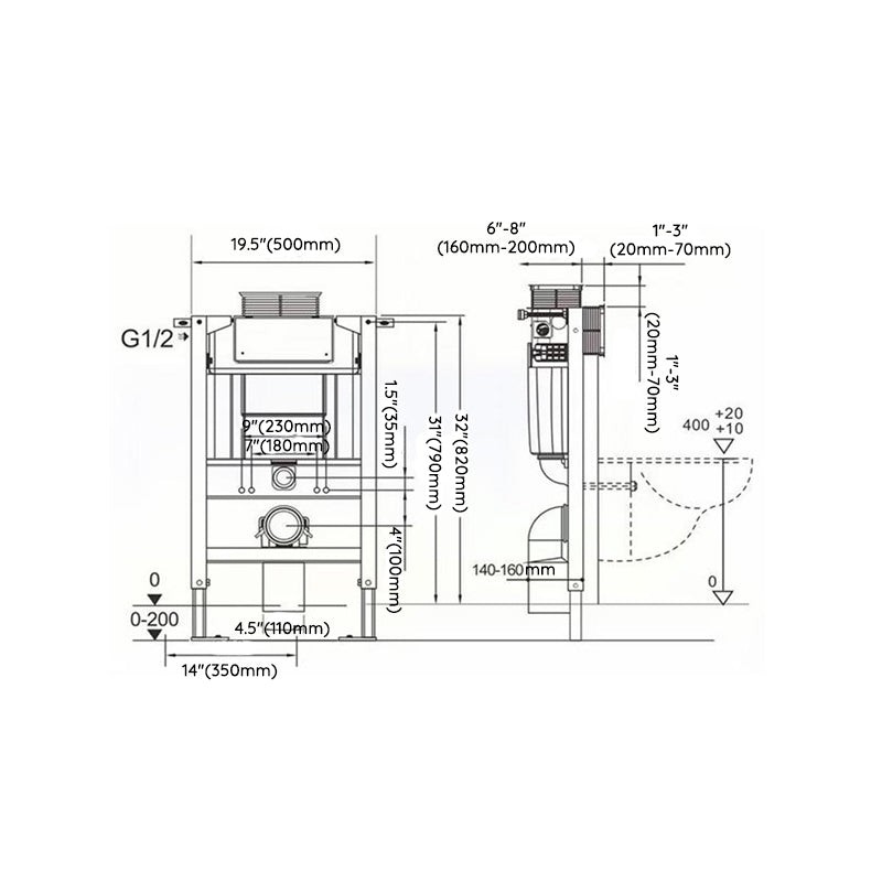 Modern Ceramic Flush Toilet Wall Hung Toilet Bowl for Washroom