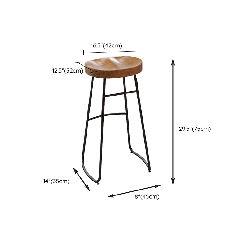 Solid Wood Dining Stools Contemporary Armless Bar Stools with Footrest