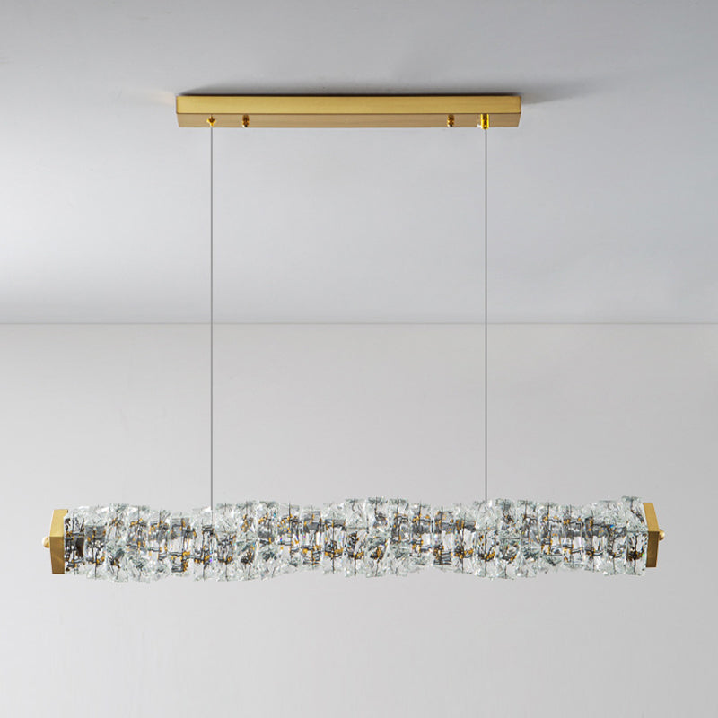 Single Modernism Golden Ceiling Light LED Crystal Kitchen Island Lighting