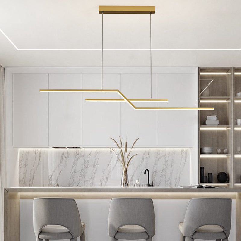 2 - Light Iron Kitchen Island Fixture LED Contemporary Ceiling Pendant