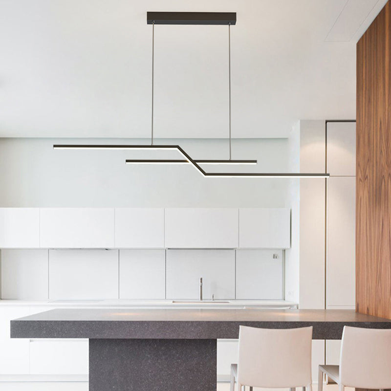 2 - Light Iron Kitchen Island Fixture LED Contemporary Ceiling Pendant
