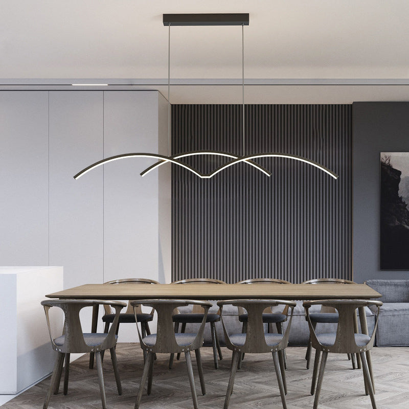 Linear 2 - Light Kitchen Light Fixture Contemporary Metal LED Ceiling Pendant Lighting