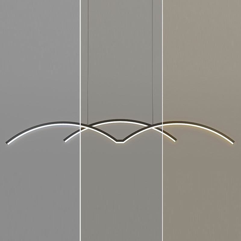 Linear 2 - Light Kitchen Light Fixture Contemporary Metal LED Ceiling Pendant Lighting