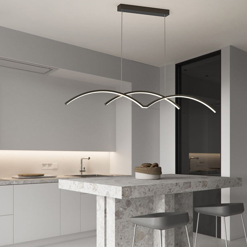 Linear 2 - Light Kitchen Light Fixture Contemporary Metal LED Ceiling Pendant Lighting