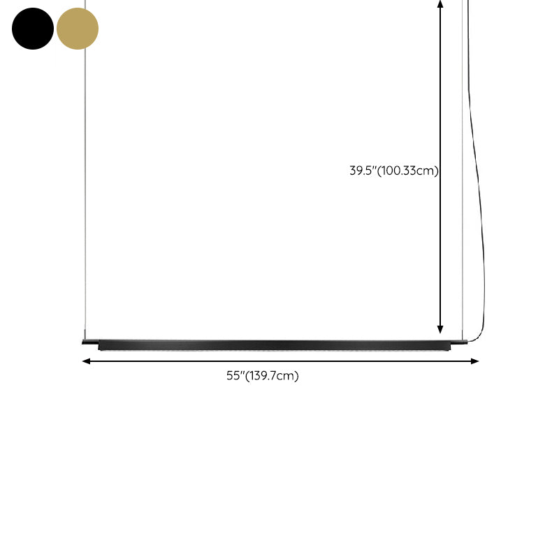 Black / Gold Linear Kitchen Island Fixture Minimalist Metal Ceiling Pendant