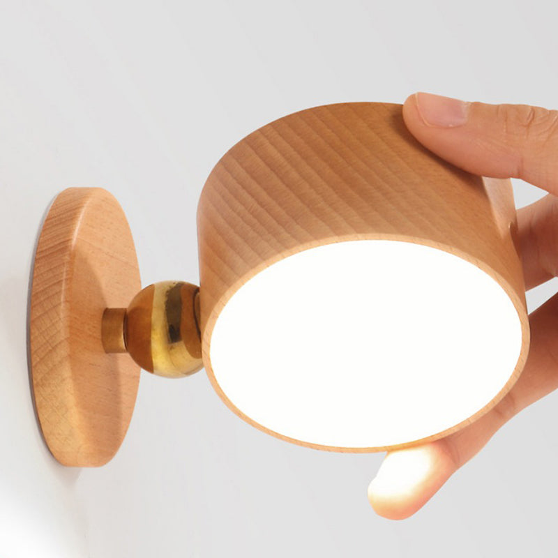 Wooden Wall Sconce Lighting Modern Style Wall Lamp for Bedroom