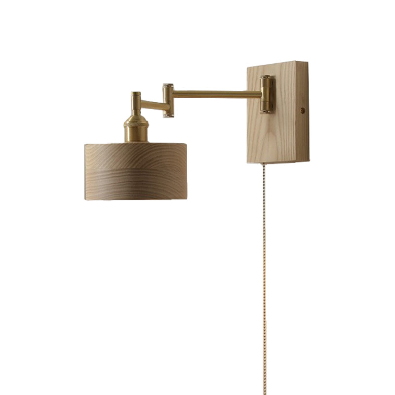 Contemporary Wood Wall Sconce Lighting Cylinder Shape Wall Lamp for Bedroom