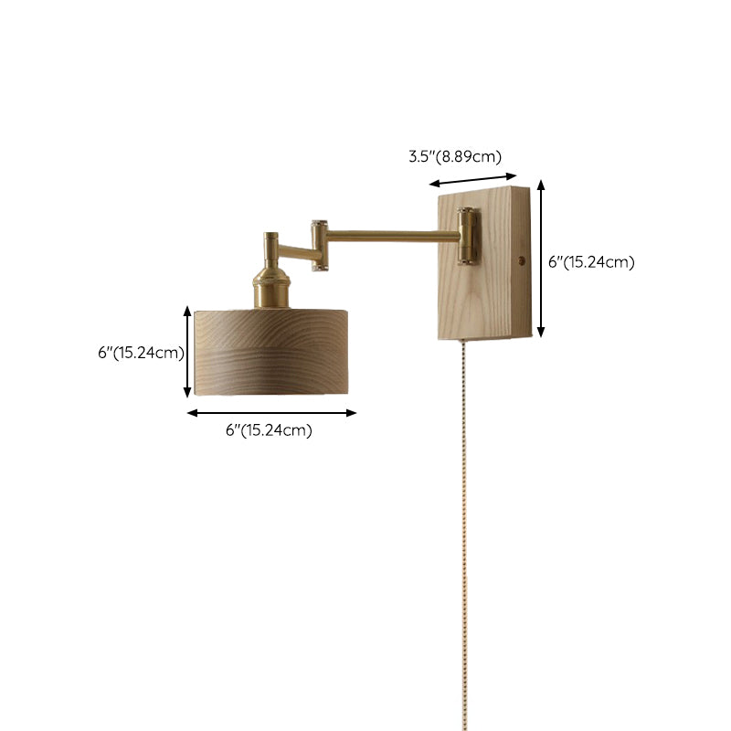 Contemporary Wood Wall Sconce Lighting Cylinder Shape Wall Lamp for Bedroom