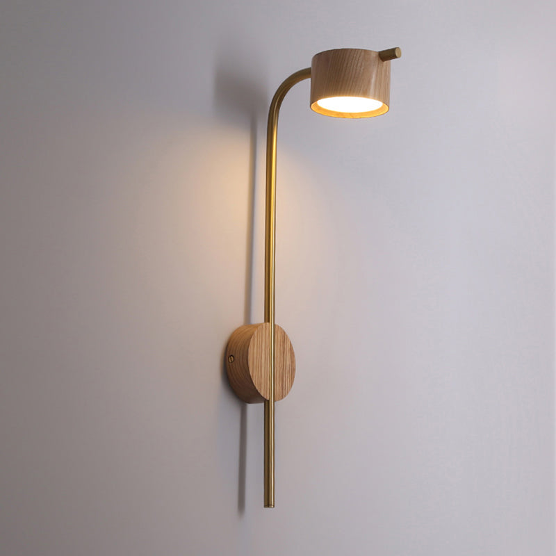 Contemporary Wood Wall Mounted Lighting Cylinder Shape Wall Lamp for Bedroom