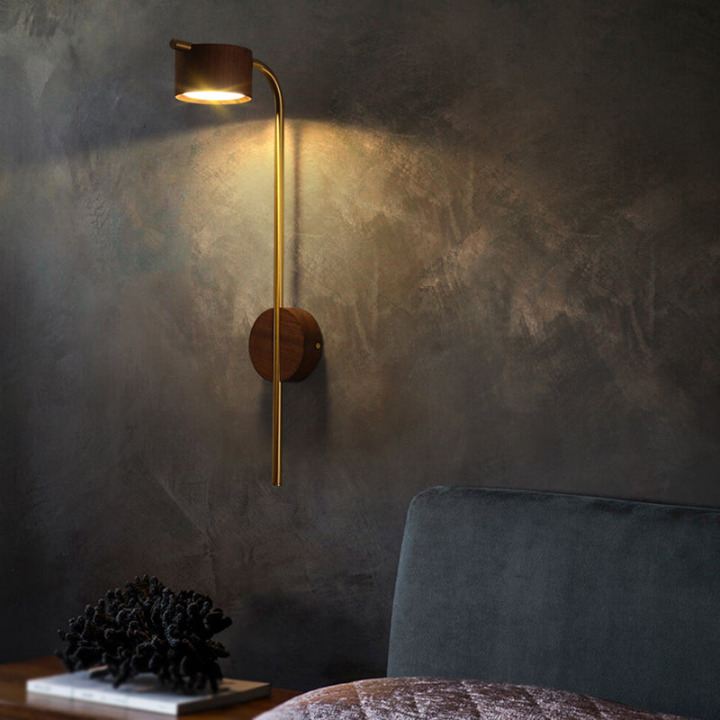 Contemporary Wood Wall Mounted Lighting Cylinder Shape Wall Lamp for Bedroom
