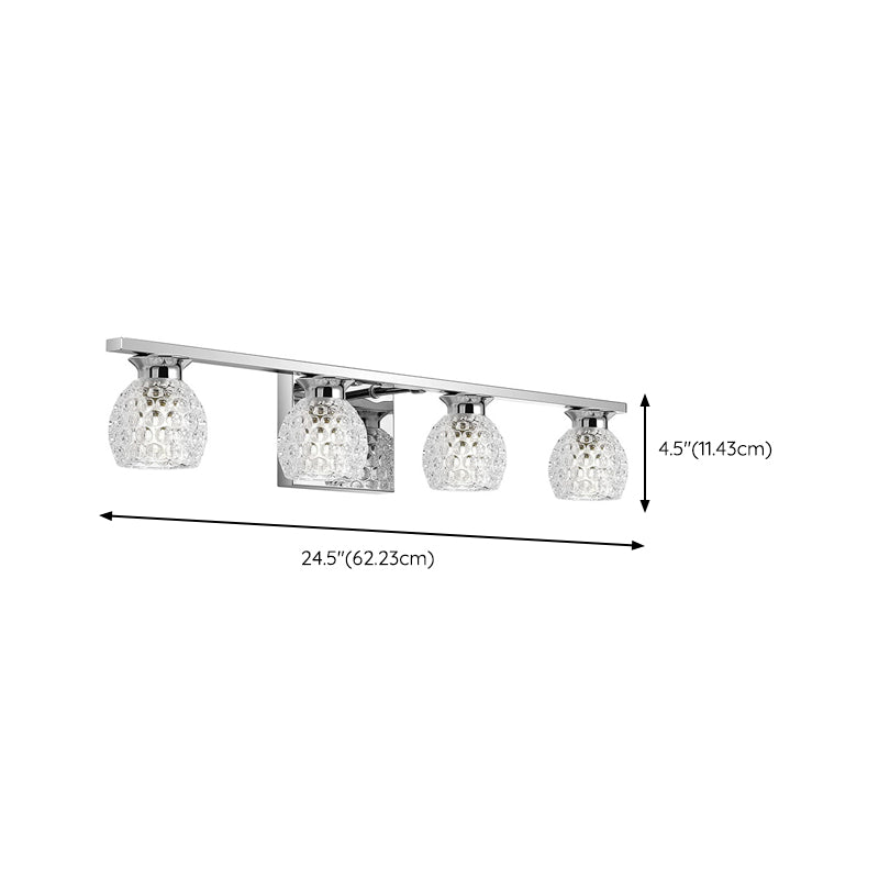 Silver Modern Metal Wall Sconce Ball Shape Vanity Lamp with Glass Shade for Bathroom