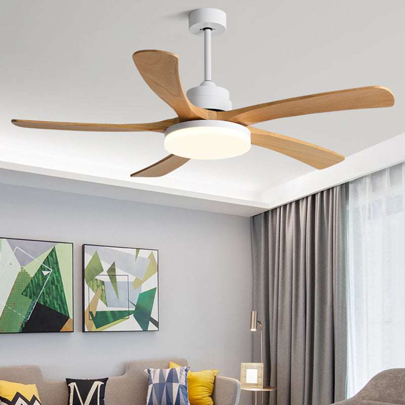 Nordic Style LED Ceiling Fan 5-Blade Fan Lighting with Wood for Living Room