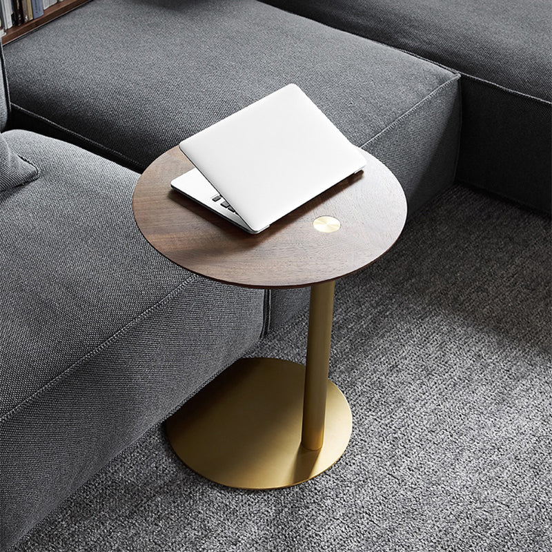 19" Wide Contemporary Corner Table Round Pedestal Side Table