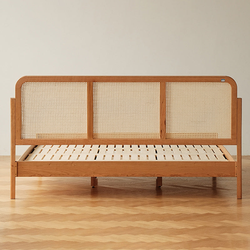 Classic Standard Bed Cherry Solid Color Bed Frame With Custom Gold Legs