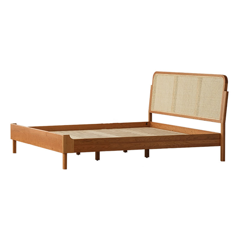 Classic Standard Bed Cherry Solid Color Bed Frame With Custom Gold Legs