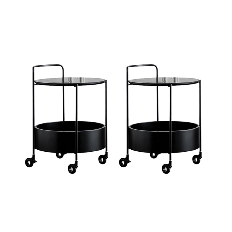 Contemporary Corner Table Round Wood Side Table with Storage