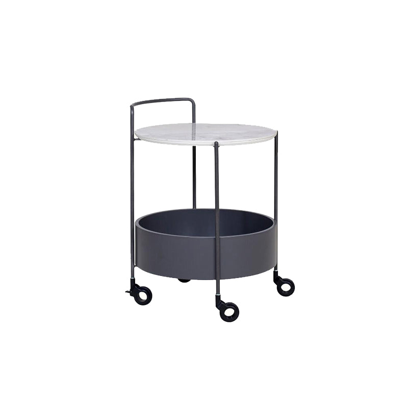 Contemporary Corner Table Round Wood Side Table with Storage